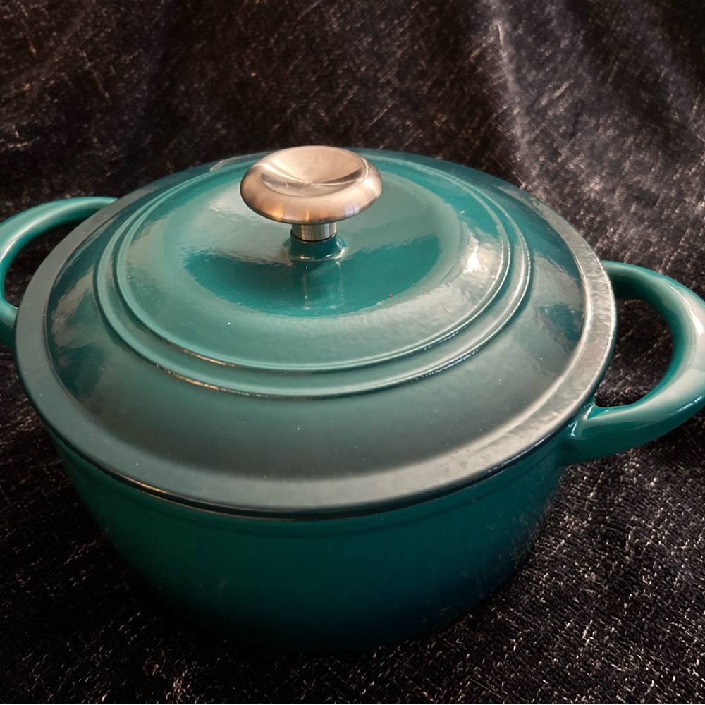 Tramontina 4 Qt Enameled Cast Iron Dutch Oven Teal Blue